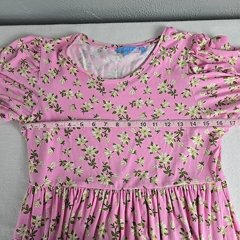 Draper‎ James Lee Ann Dress Medium Pink Magnolia Floral Puff Sleeve Coquette